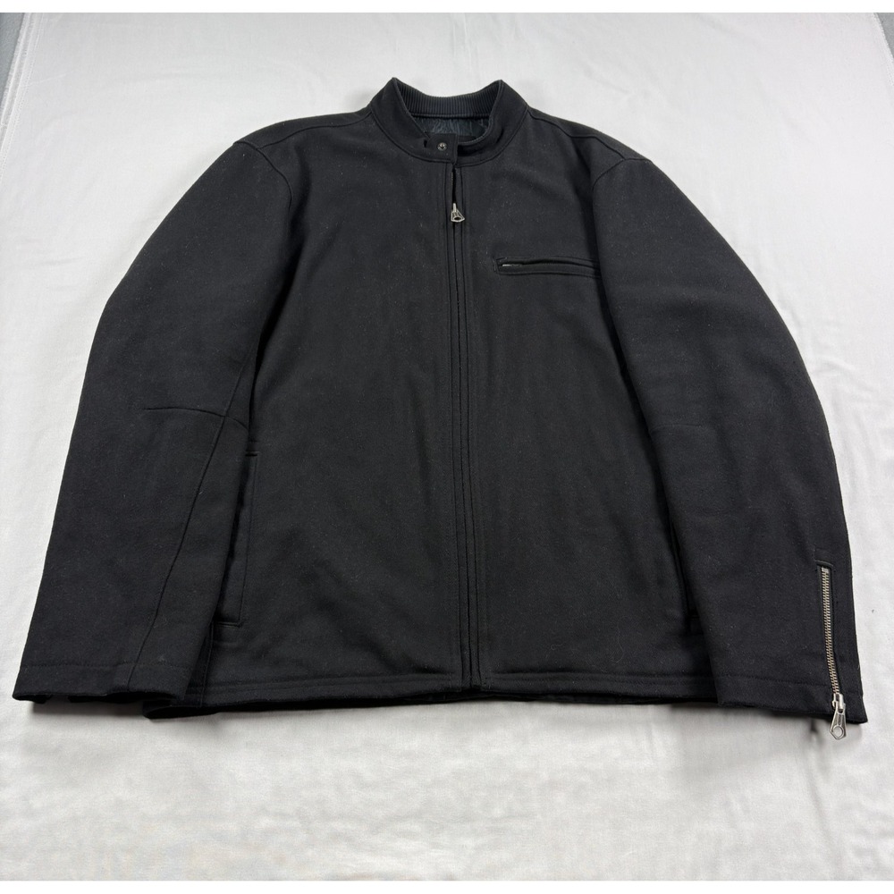 Gap Wool Jacket Mens Large Black Full Zip Bomber Coat